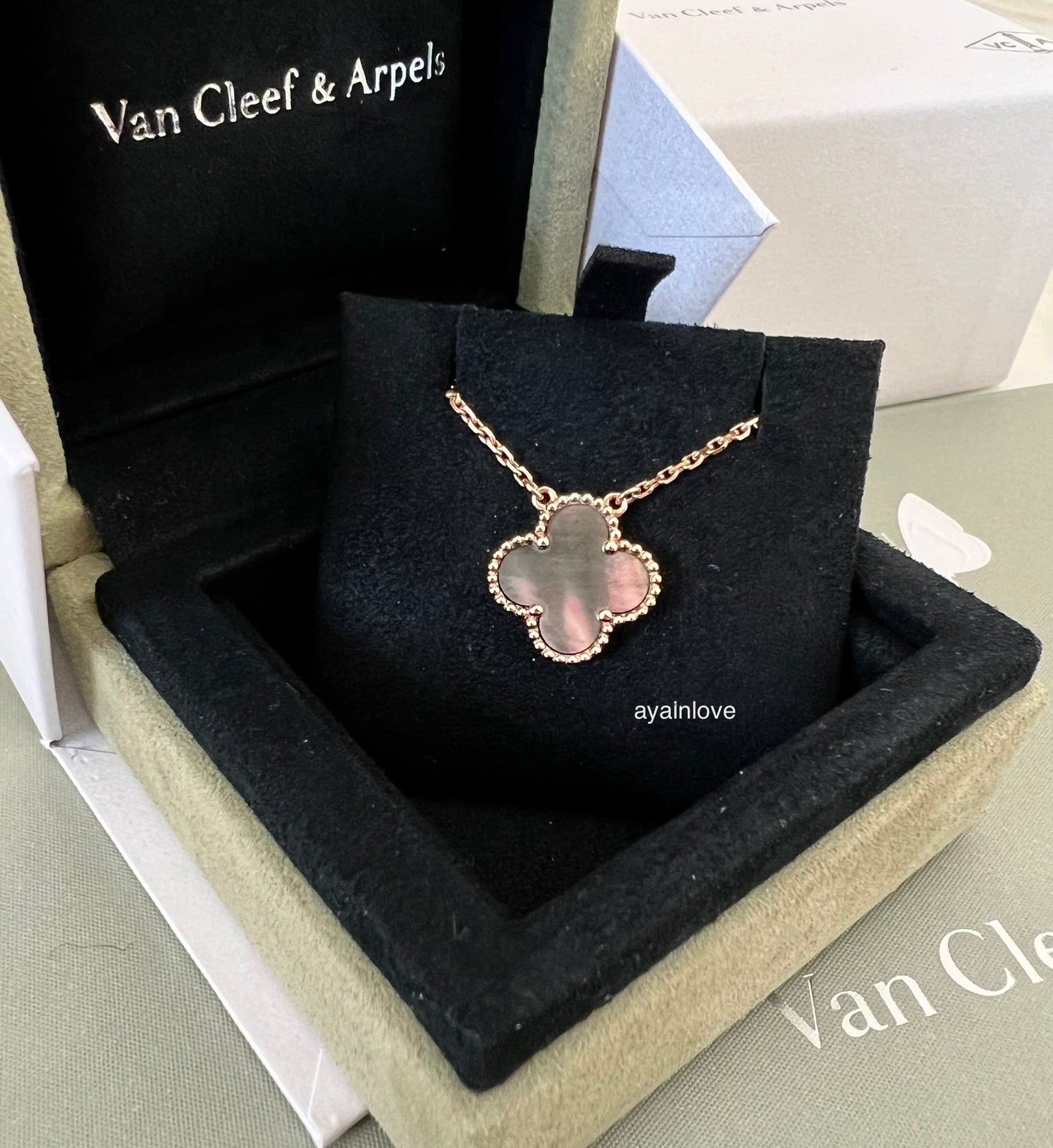 Van Cleef & Arpels Sweet Alhambra Necklace Pink Gold White Mother of Pearl