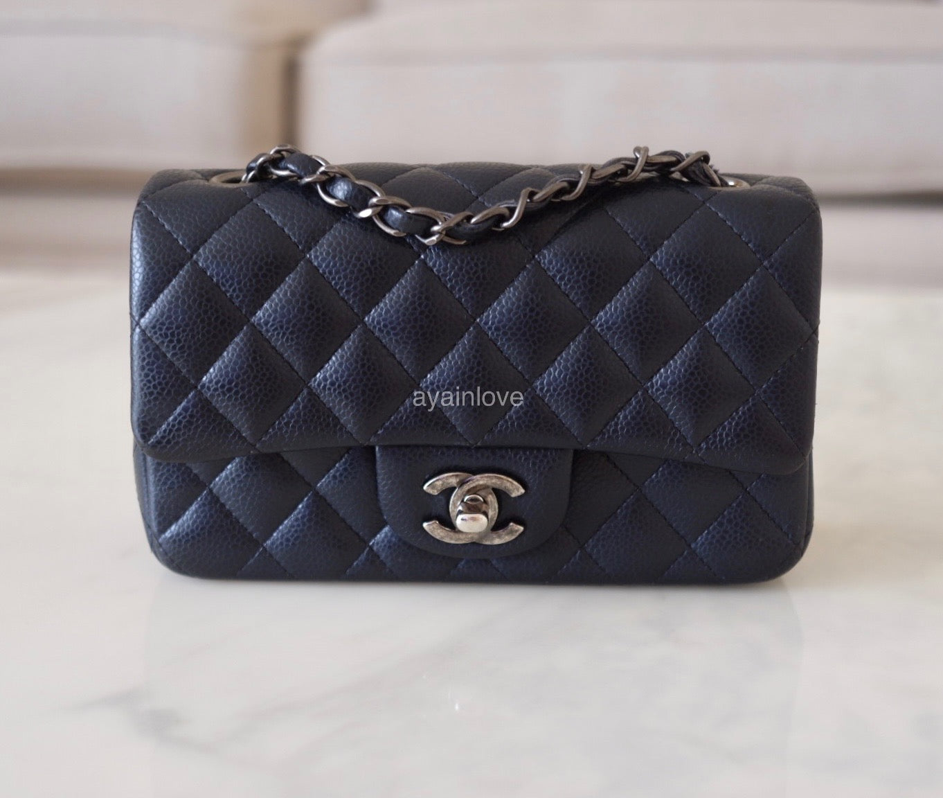 Chanel dark best sale blue bag