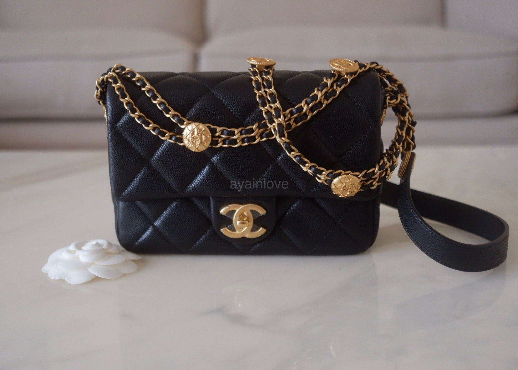 Chanel Black Mini Square Caviar Flap Bag
