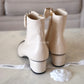 CHANEL White Ecru Black Pearl Ankle Boots Shoes Size 39 EU