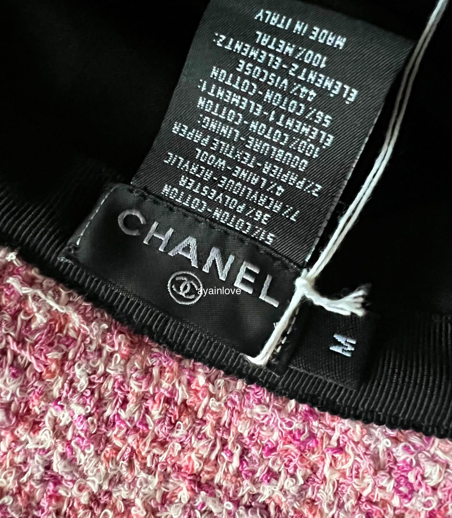 CHANEL 24P Pink Ecru Tweed Bucket Hat Cap M Size