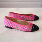 CHANEL CC Pink Multicolour Tweed Ballet Shoes Size 38 EU