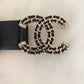 CHANEL 21B Black CC Diamante Leather Chain Belt Size 70 Light Gold Hardware