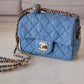 CHANEL 22C Blue Denim Pearl Crush Square Mini Flap Bag Gold Hardware