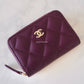 CHANEL 24B Burgundy Caviar Zippy Card Holder Wallet Light Gold Hardware