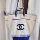 CHANEL 19P Deauville Biarritz Venise 4-Ways Navy Ecru Tweed Tote Bag Silver Hardware