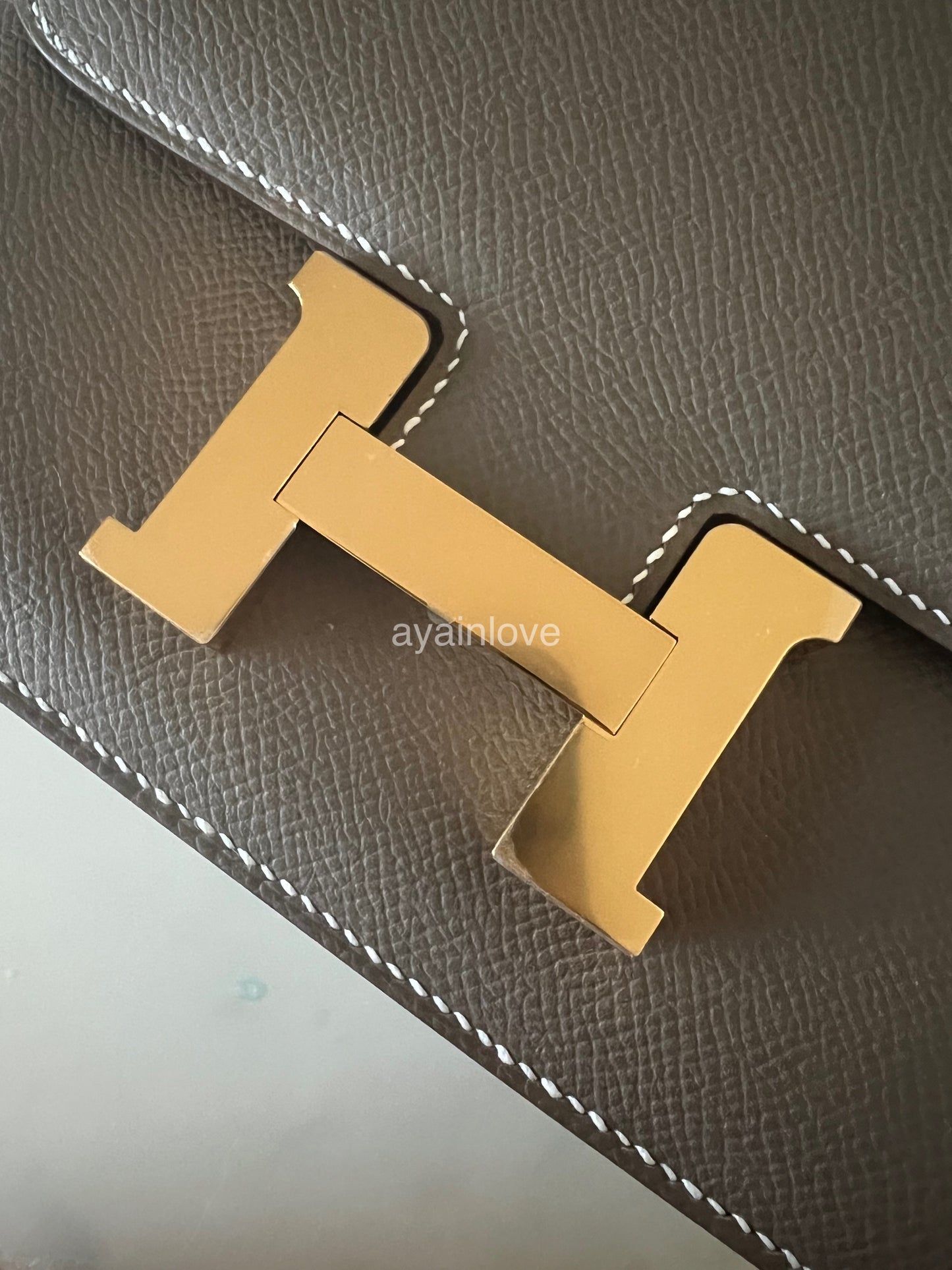 HERMES Constance Mini 18 Etoupe Epsom Gold Hardware B Stamp