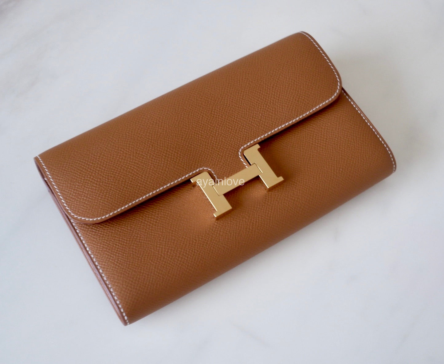 HERMES Constance To Go 18 CTG Clutch Gold Epsom Gold Hardware Z Stamp