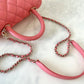 CHANEL 22A Pink Caviar Small 24cm Coco Handle Bag Light Gold Hardware