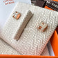 HERMES Mini H Pop Marron Glace Earrings Rose Gold Hardware