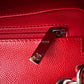 CHANEL 17S Red Caviar Chevron Classic Square Mini Flap Bag Silver Hardware