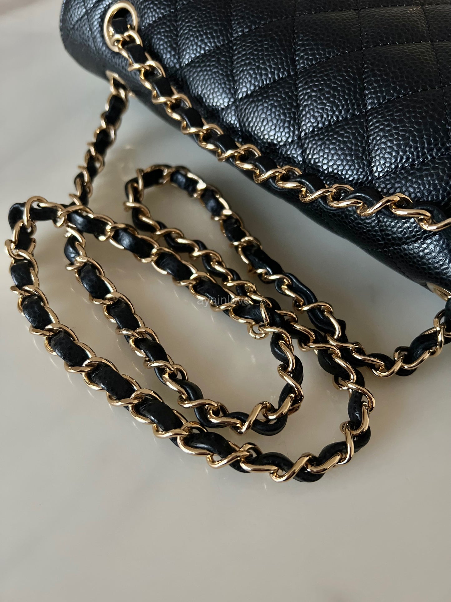 CHANEL Black Caviar Medium/Large Classic Flap Gold Hardware