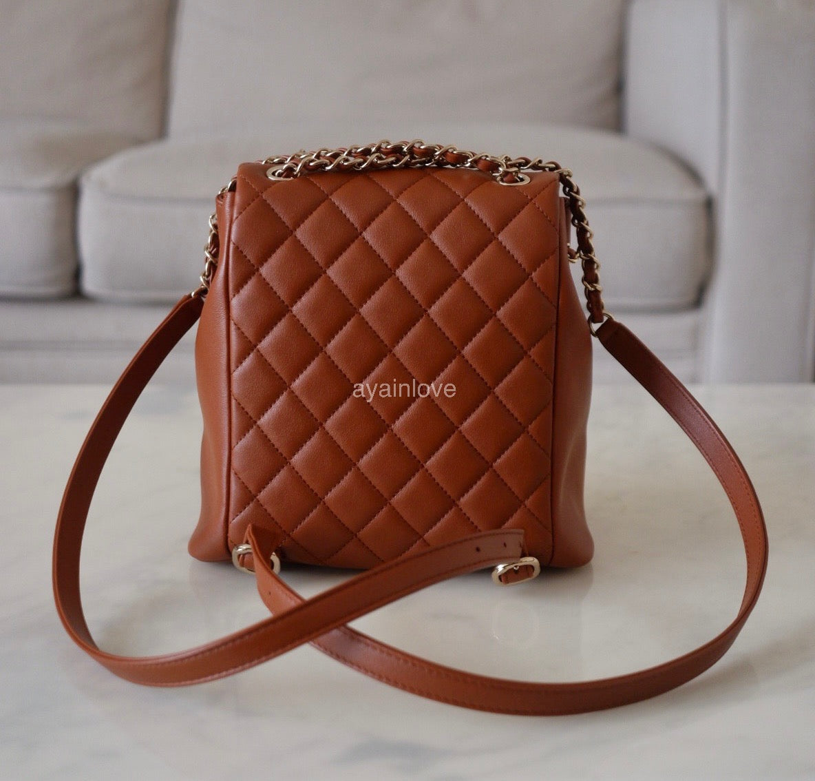 CHANEL Mini Duma Dark Brown Drawstring Double Pocket Backpack Microchipped Light Gold Hardware