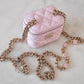 CHANEL 22S Light Pink Lamb Skin Square Vanity on Coco Chain Strap Light Gold Hardware