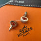 HERMES Mini H Pop Marron Glace Earrings Rose Gold Hardware