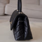 CHANEL Black Caviar Quilted Small Coco Handle 24 cm Light Gold Hardware