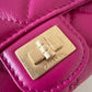 CHANEL 22A Dark Pink Fuchsia Calfskin Reissue Snap Card Holder Brushed Gold Hardware