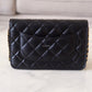 CHANEL Black Caviar Microchipped Classic Wallet On Chain Gold Hardware