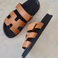 HERMES Tan Chypre Calfskin Sandals Size 36.5 EU