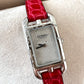 HERMES Nantucket 0.3ct Diamonds Watch Small 29mm Alligator Rogue Red Strap