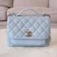 CHANEL 22P Light Blue Caviar Medium Business Affinity Light Gold Hardware