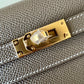 HERMES Kelly To Go 18 KTG Clutch Epsom Etoupe Gold Hardware