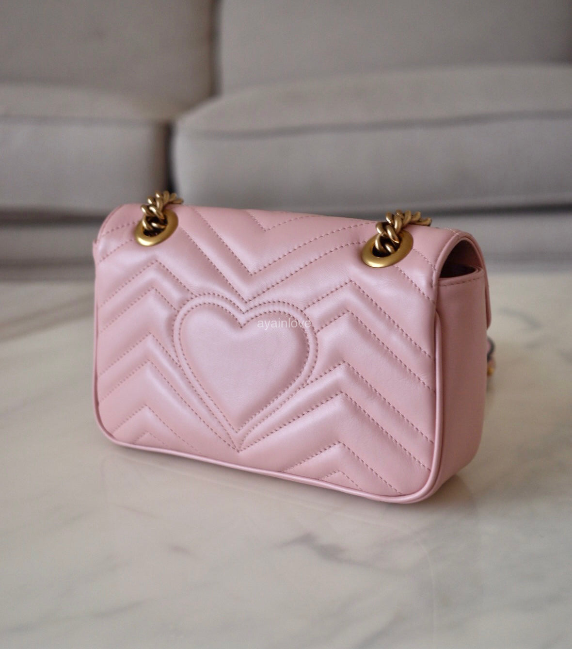 Gucci GG Marmont Mini Matelassé Pink Leather Shoulder Bag