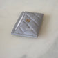 CHANEL 21A Dove Grey Caviar Flat Card Holder Light Gold Hardware