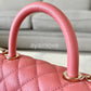 CHANEL 22A Pink Caviar Small 24cm Coco Handle Bag Light Gold Hardware