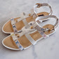 LOUIS VUITTON White Multicolour Murakami Ankle Sandal Strap Gold Hardware Sz 37