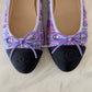 CHANEL CC Purple Multicolour Tweed Ballet Shoes Size 38 EU