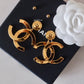 CHANEL 20A CC Paris Button Large Drop Earrings Gold Hardware