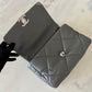 CHANEL Dark Grey Lamb Skin Microchipped Small 19 Flap Bag Mixed Hardware