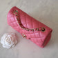 CHANEL 18S Pearly Pink Caviar Rectangular Mini Flap Bag Light Gold Hardware