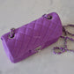 CHANEL 20C Purple Lambskin Quilted Rectangular Mini Flap Bag Silver Hardware