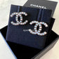 CHANEL 17K Rainbow Crystal CC Stud Medium Earrings Shiny Ruthenium Hardware