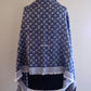 LOUIS VUITTON LV Monogram Denim Blue M71376 Silk Wool Large Shawl Scarf Stole