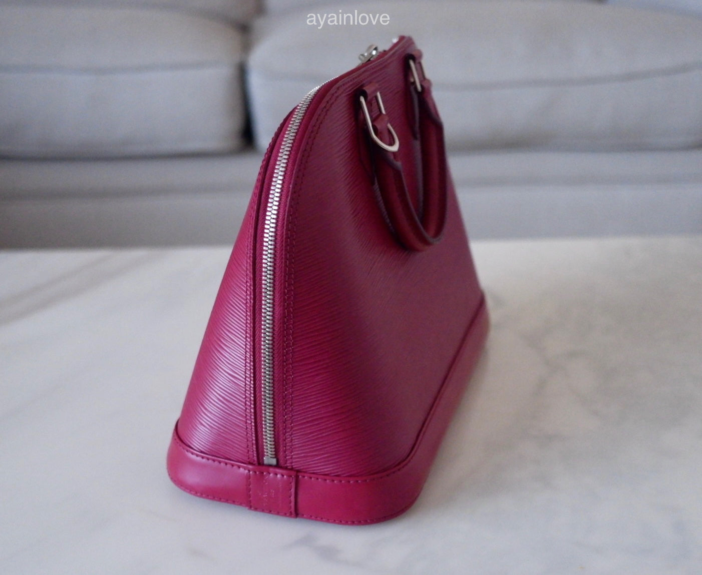 LOUIS VUITTON LV Alma PM Fuchsia Epi Leather Bag Silver Hardware