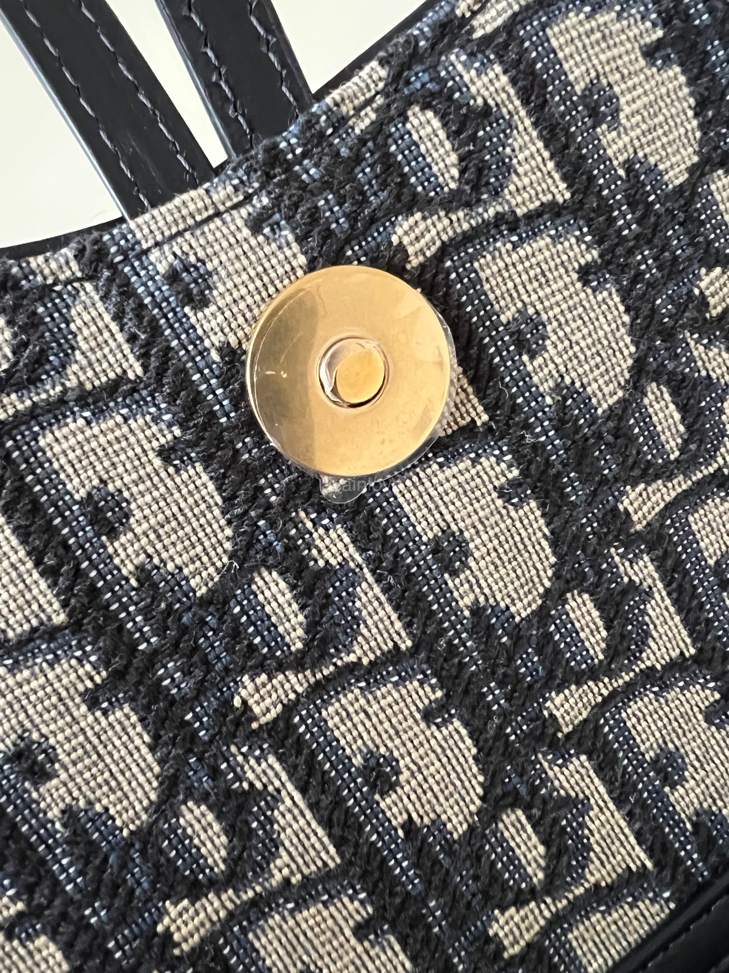 DIOR Saddle Blue Oblique Jacquard Chain Pouch Bag Gold Hardware