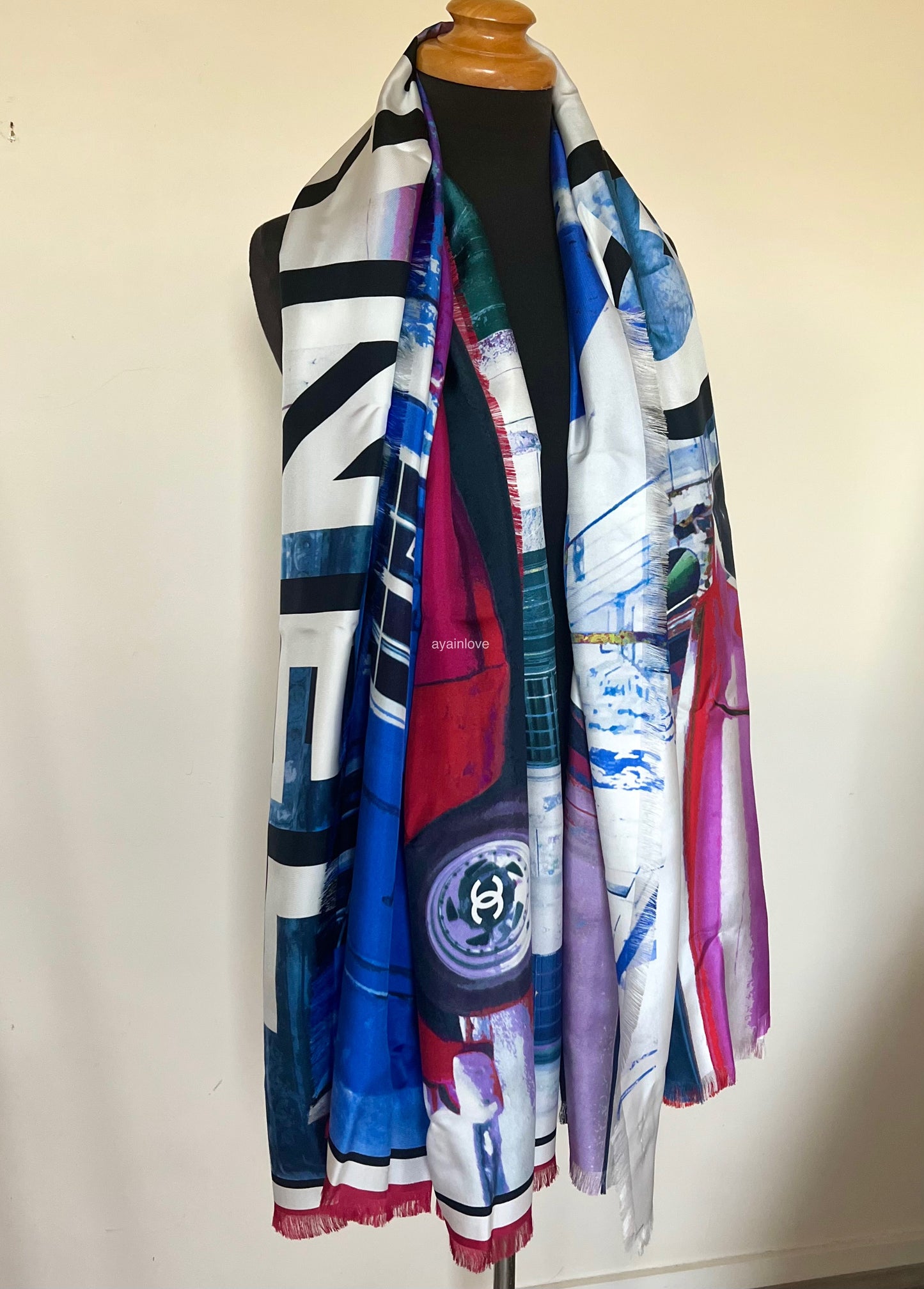 CHANEL Exclusive Silk Large Shawl Scarf Stole CC Car 2016