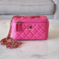 CHANEL 20S Pink Caviar Rectangular Vanity On Chain Light Gold Hardware