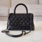 CHANEL 20A So Black Caviar Quilted Small Coco Handle 24 cm