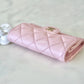 CHANEL 23K Light Pink Caviar Classic Small Snap Card Holder Light Gold Hardware