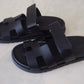 HERMES Black Noir Chypre Calfskin Sandals Size 36.5 EU