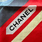 CHANEL Blue Red Cotton Square Scarf 60cm