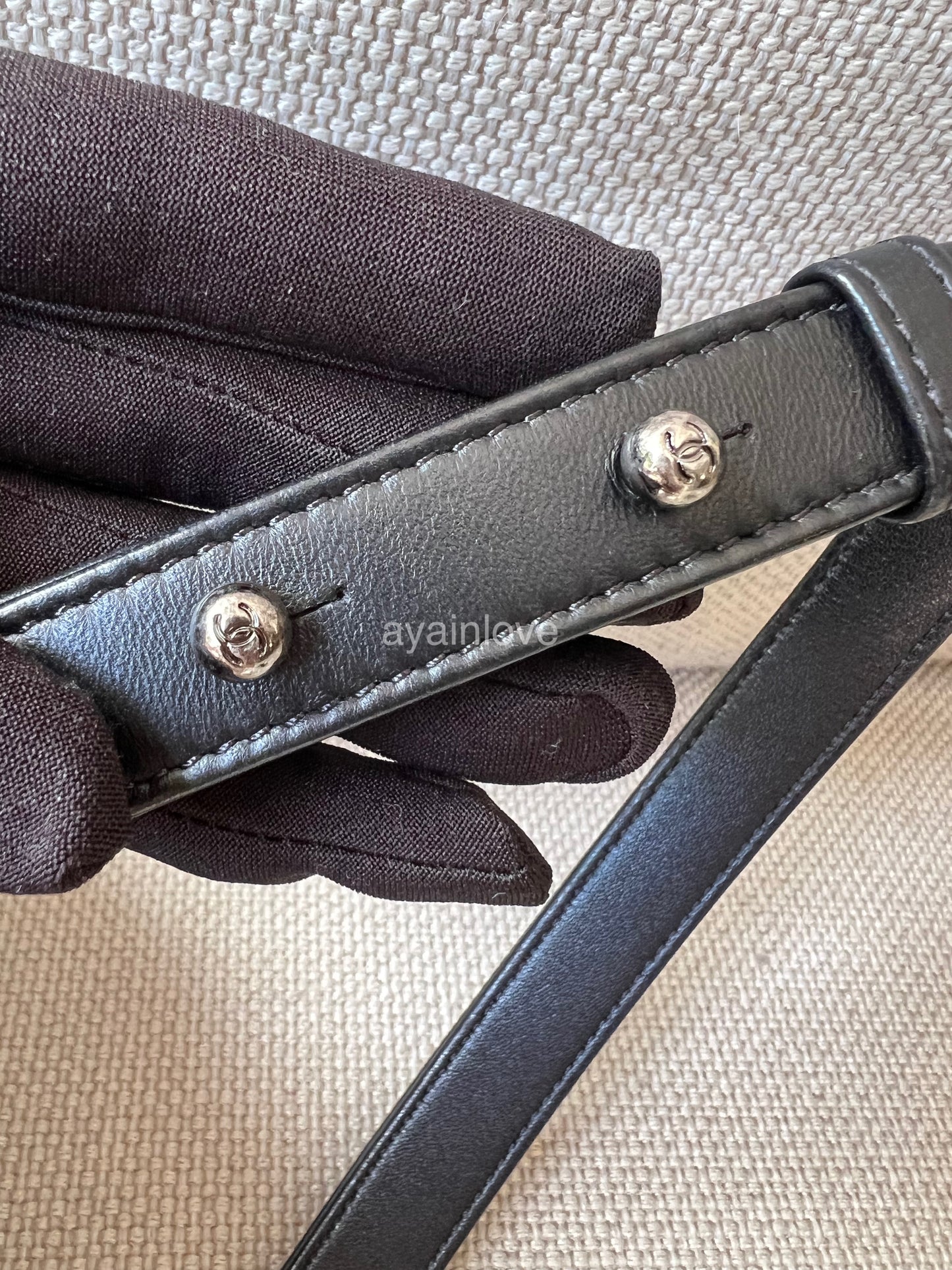 CHANEL Black Lambskin Quilted Old Medium Boy Flap Bag Ruthenium Hardware