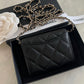 CHANEL Black Caviar XL Snap Card Holder on Chain Light Gold Hardware