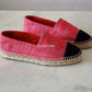 CHANEL Red Black Tweed Espadrilles Shoes Size 38 EU