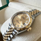 ROLEX Datejust 28 Champagne 10 Diamonds Dial Fluted Bezel Two-Tone Jubilee Bracelet 279173