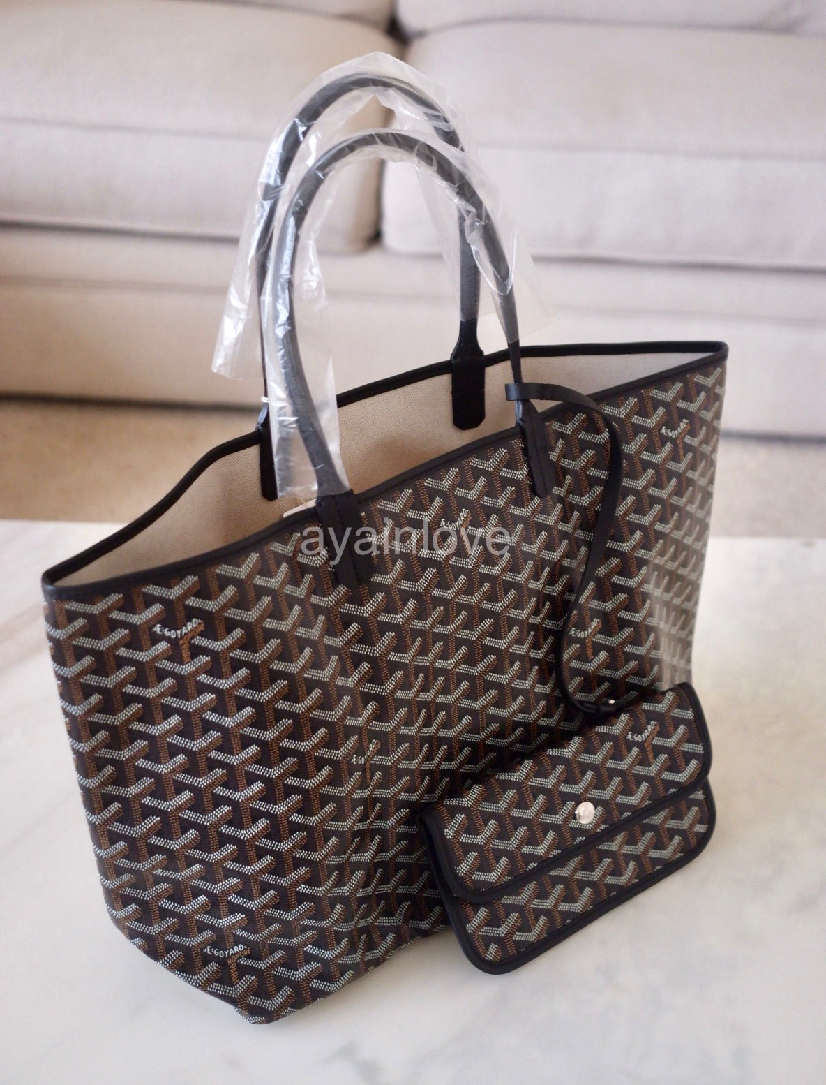 GOYARD St Saint Louis PM Black Tote Bag